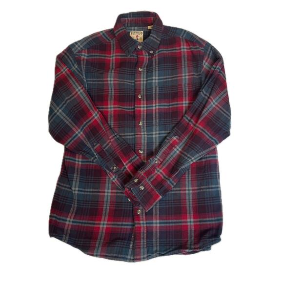 Vintage 1990s Red Head Mens Plaid Flannel Button Down Shirt, Red, Gray - Small - Picture 1 of 6
